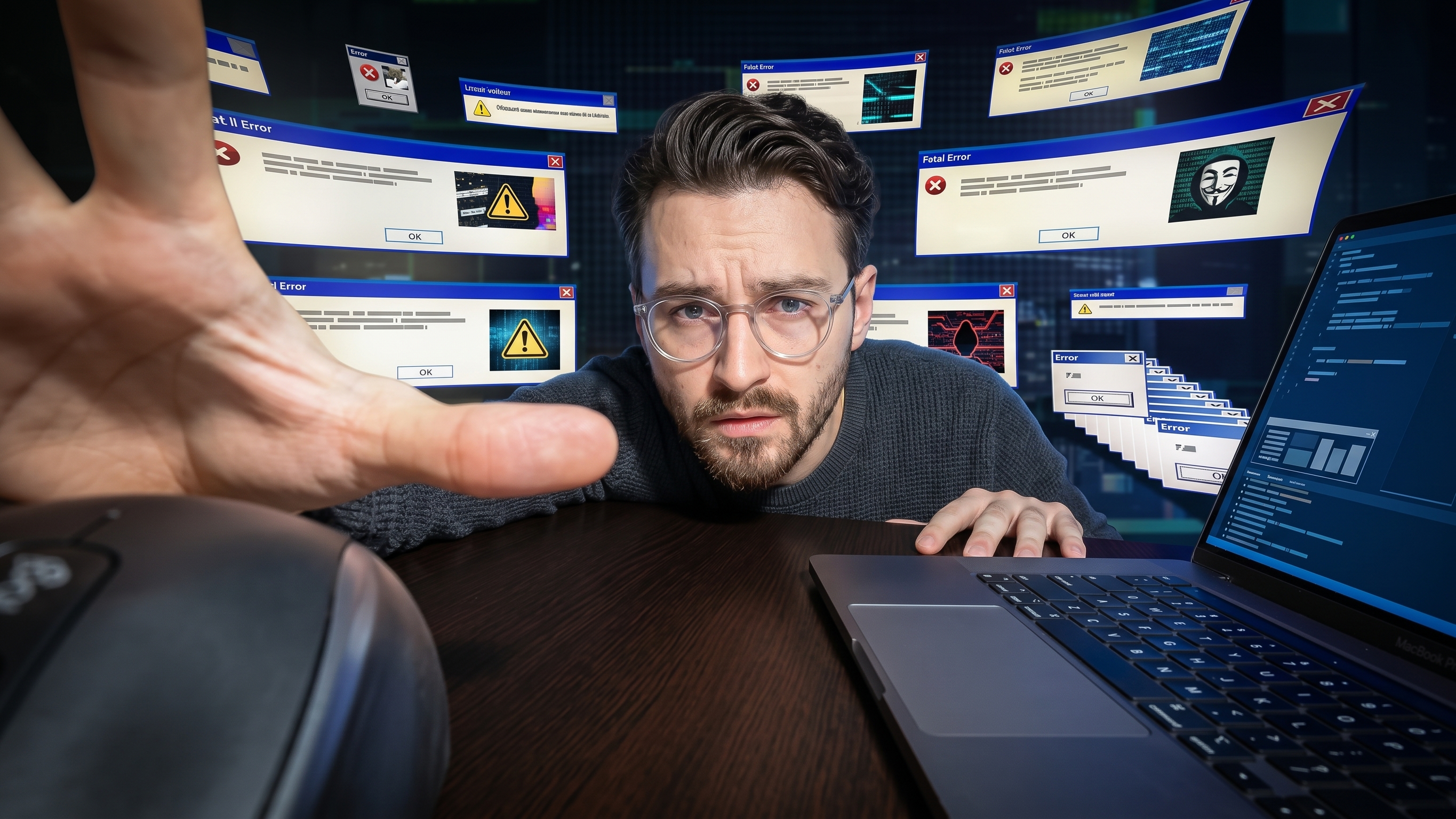 High-CTR Tech Thumbnail – Developer & Hacking Concept